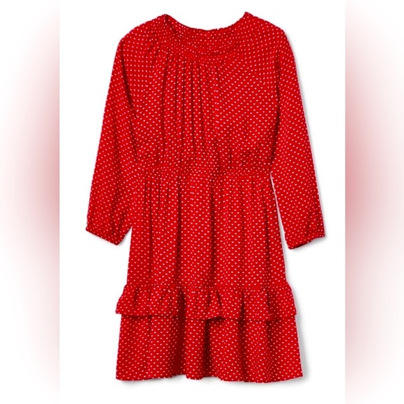 Gap dress size 8 tiered ruffle rayon summer dress mini ditsy hearts - Picture 1 of 9